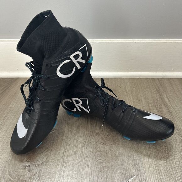 Nike Mercurial Superfly CR7 FG Mens Size 11 Black Neon Turquoise Soccer Cleats - Picture 1 of 12